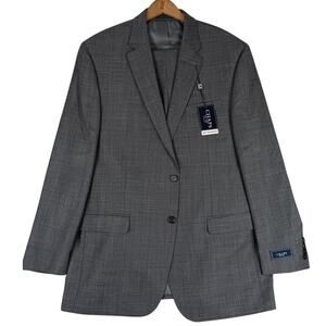 Chaps Est 1978 Classic Wool Suit Mens 44L 36X32 Gray Single Pleated Cuffed Dress